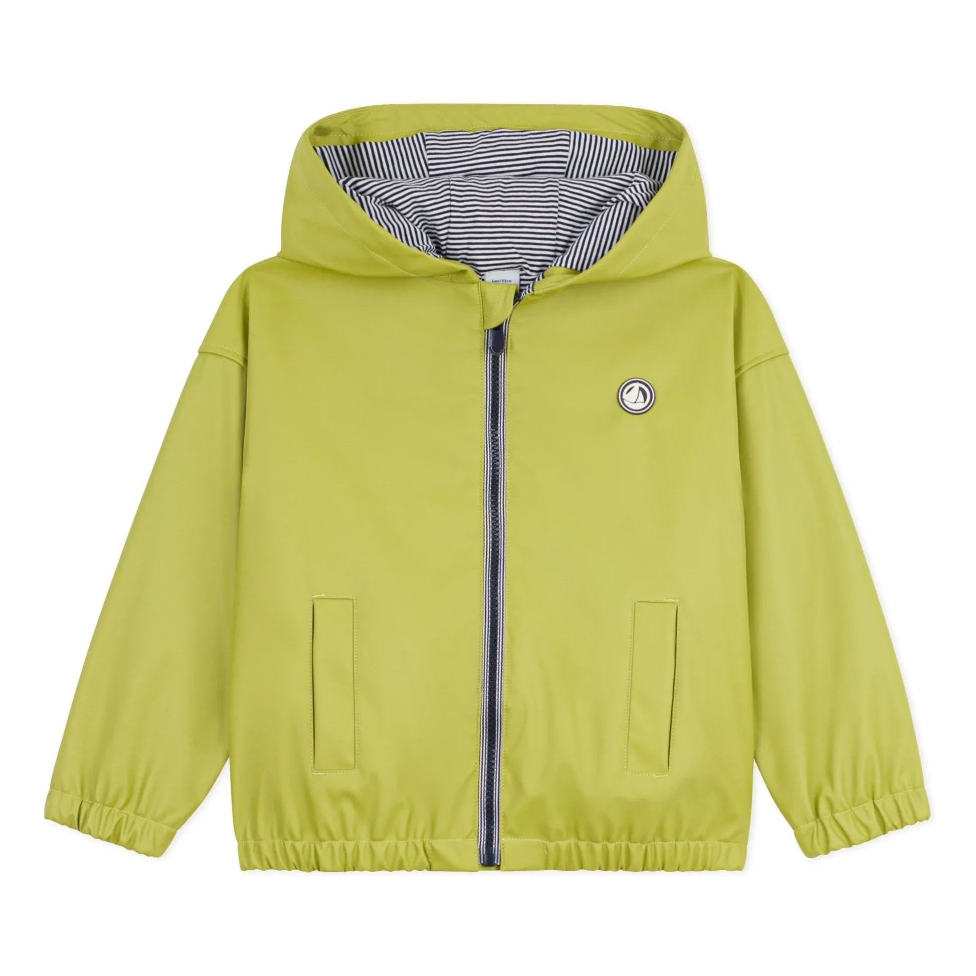 Petit Bateau - Chubasquero Forrado con Fibras Recicladas | Verde amarillo