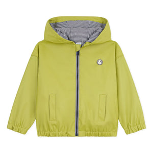 Petit Bateau - Chubasquero Forrado con Fibras Recicladas | Verde amarillo