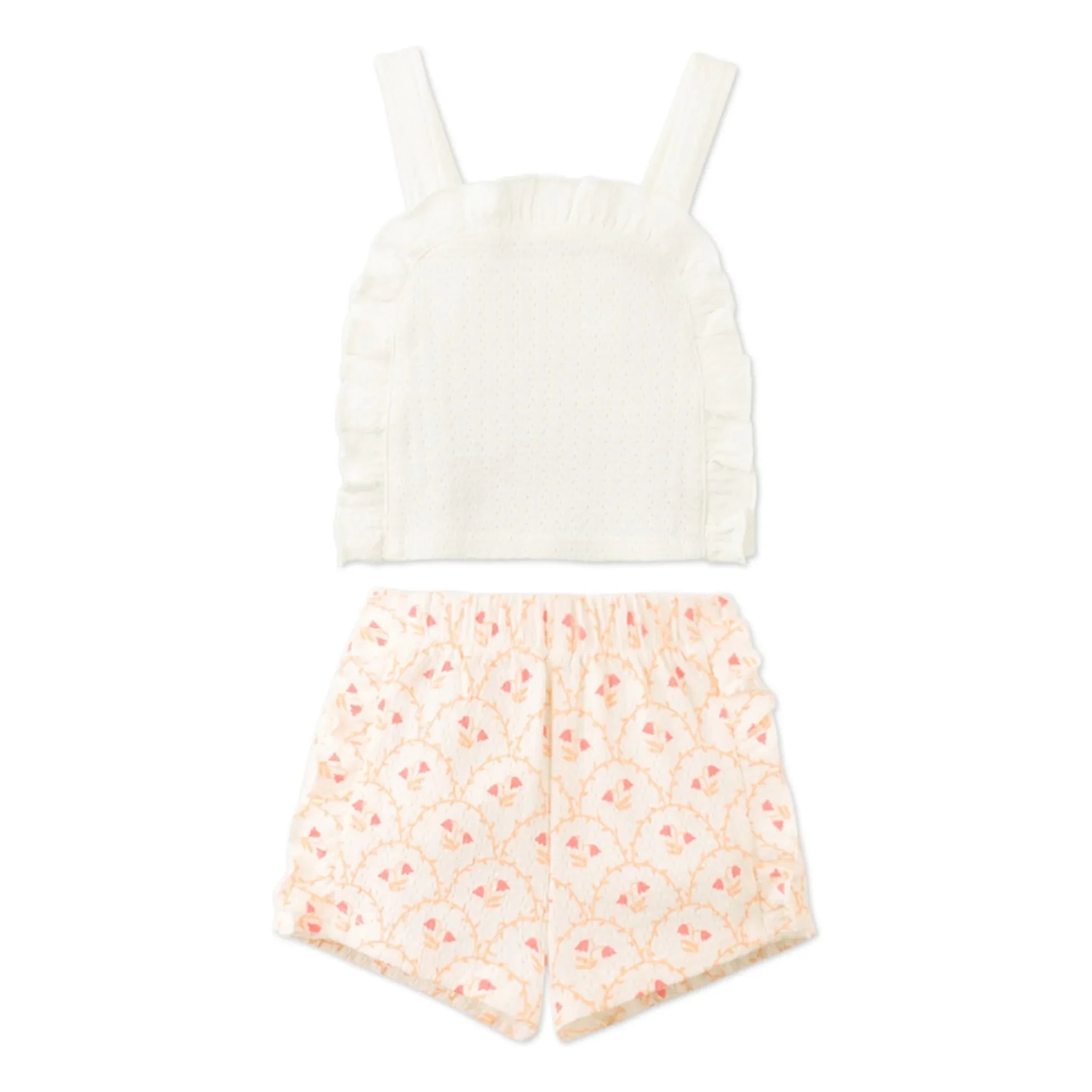 Gingersnaps - Conjunto de top con volantes y shorts Erica | Crudo
