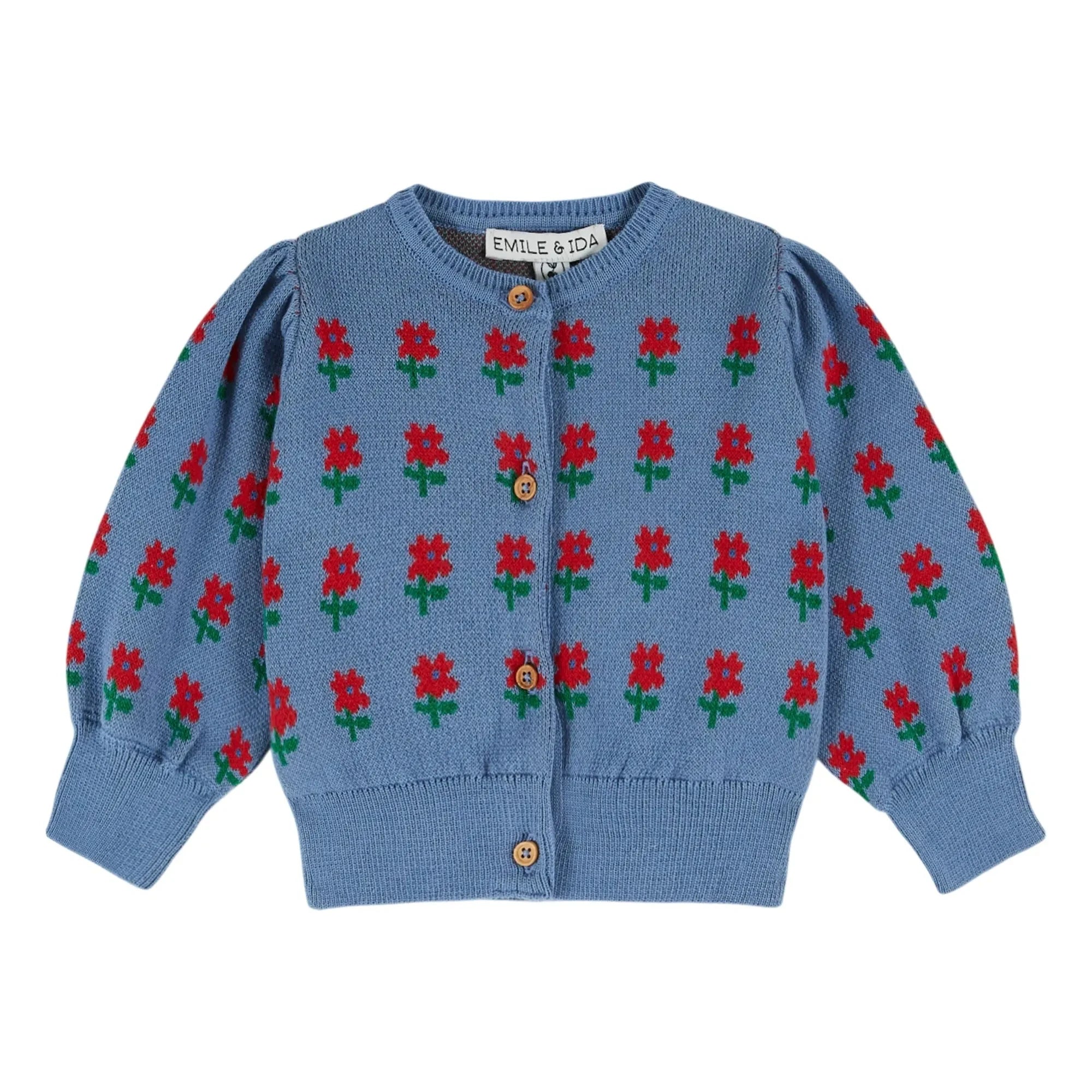 Emile et Ida - Cárdigan de algodón orgánico con estampado floral | Azul