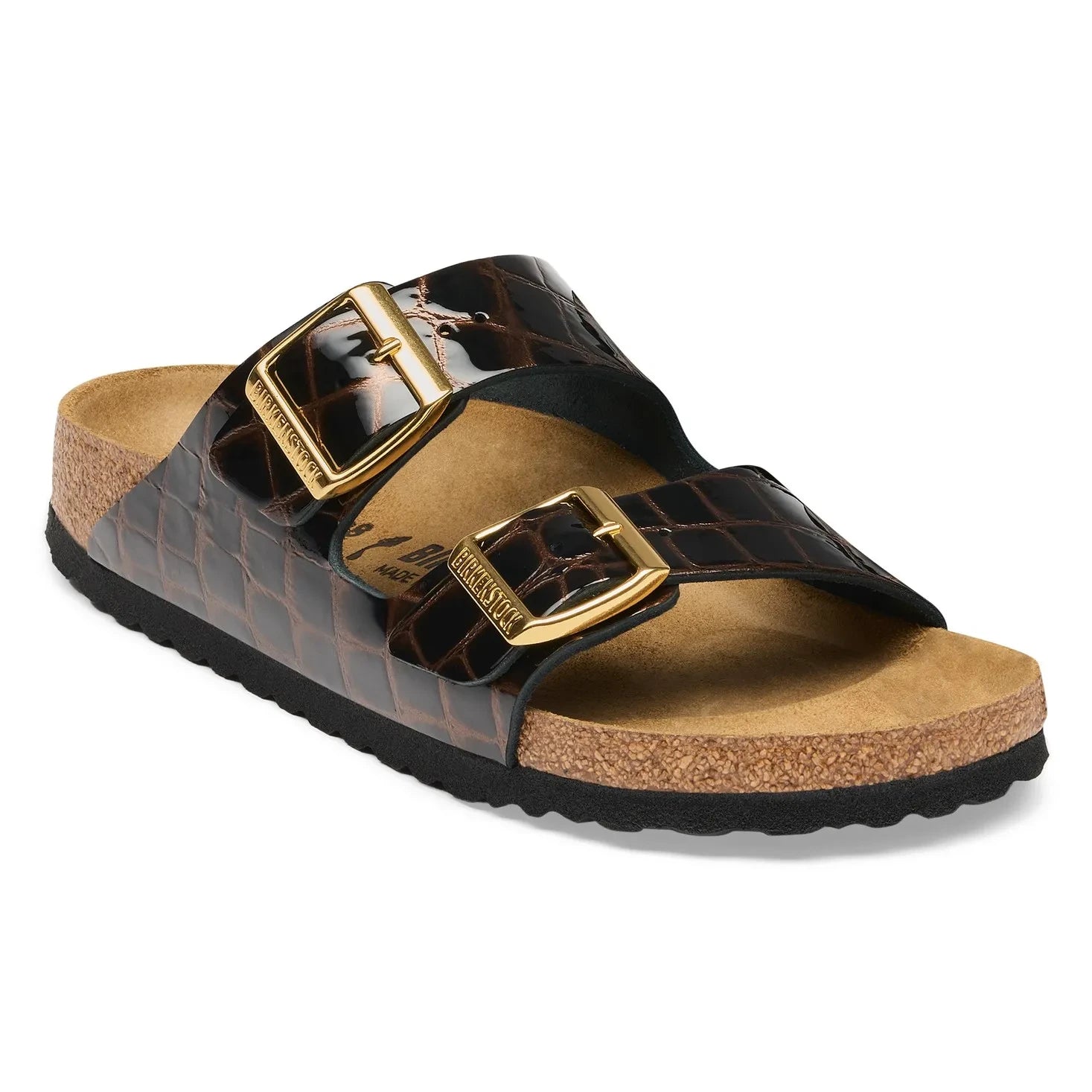 BIRKENSTOCK - Timsah Desenli Deri Arizona Sandalet | Siyah