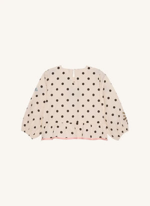 SISSEL EDELBO - Blusa Diana Pois Algodón Orgánico - Colección Infantil | Crema
