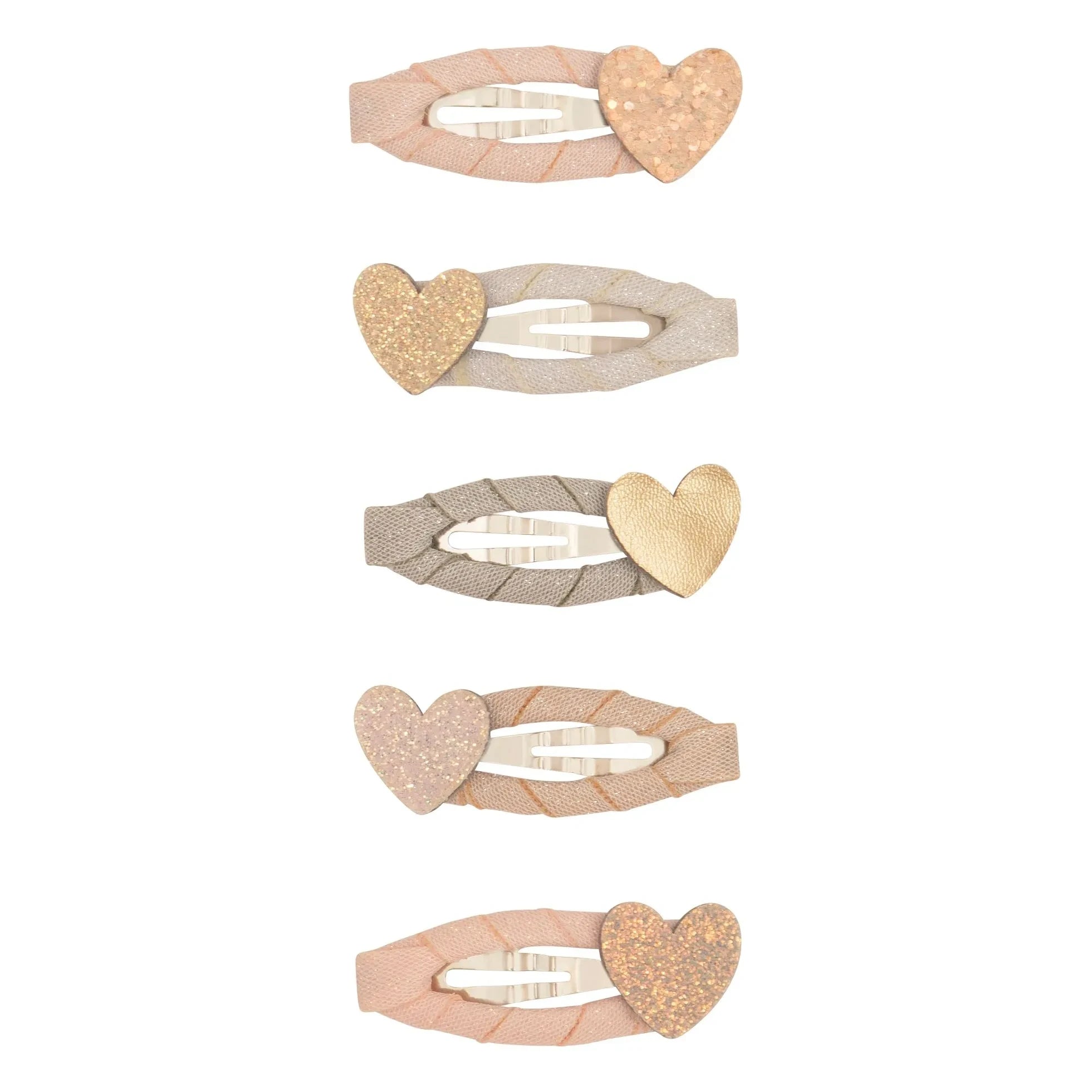 Mimi & Lula - Set de 5 horquillas con brillantina en forma de corazón | Rosa