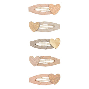 Mimi & Lula - Set de 5 horquillas con brillantina en forma de corazón | Rosa