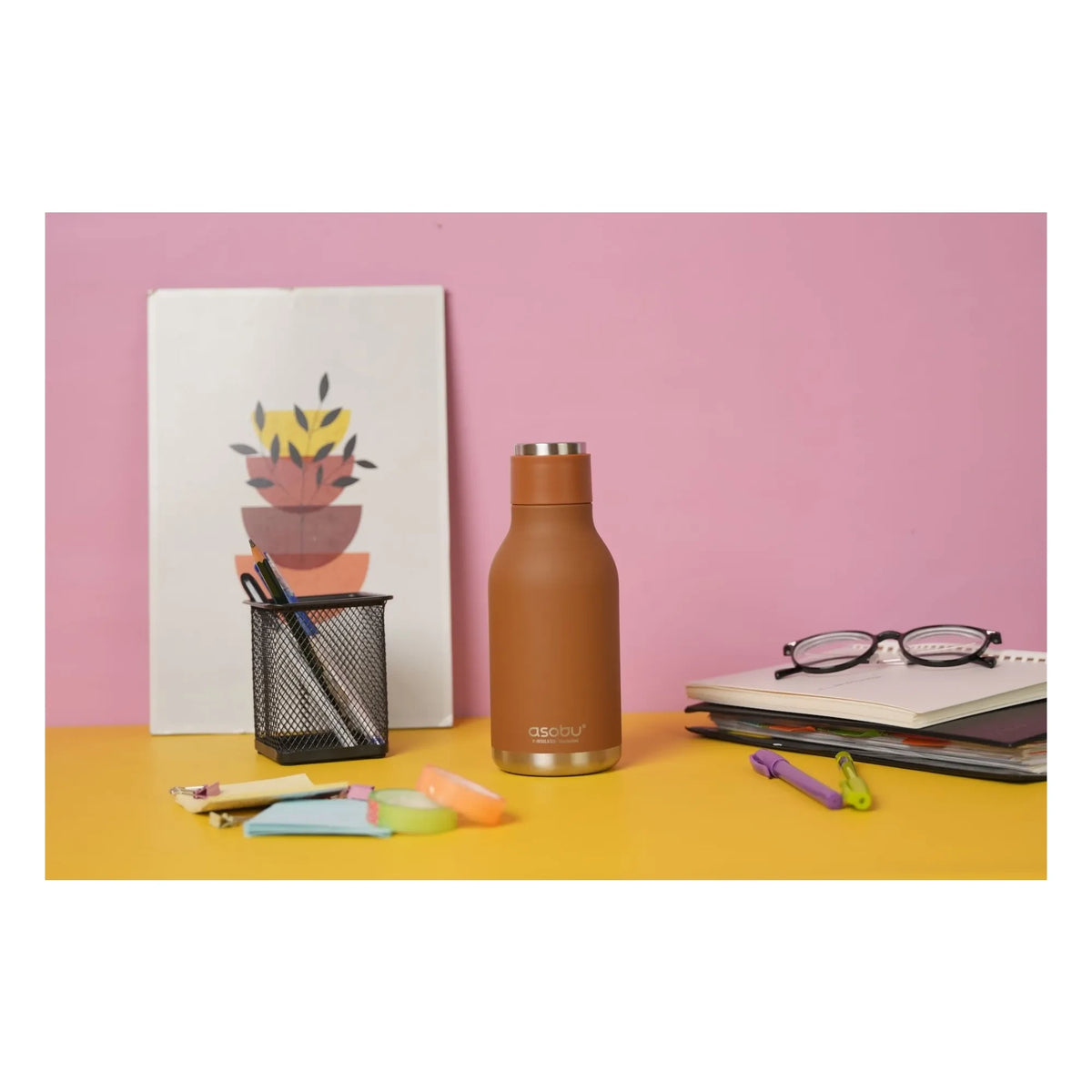 Asobu - Botella de agua de acero inoxidable Renard | Marrón