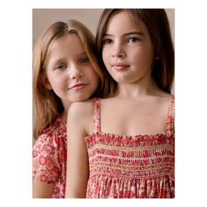 Bonpoint - Blusa de algodón orgánico Goldia Fleurie | Rosa empolvado