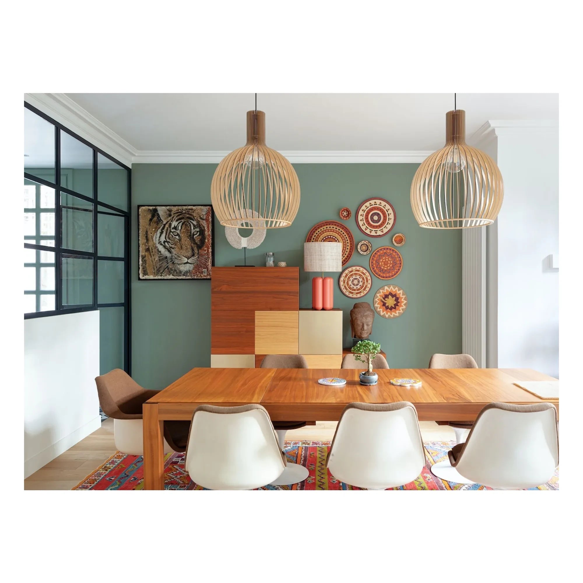 Cosin - Lámpara de mesa con pantalla de rafia Charlotte | Coral