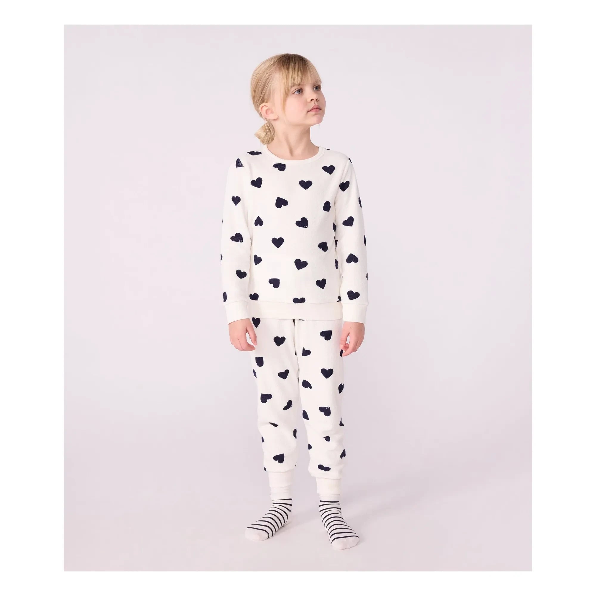 Petit Bateau - Pijama Modal con Estampado de Corazones | Crudo