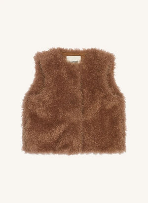 Hundred Pieces - Lucky Chaqueta sin mangas de piel | Taupe brown