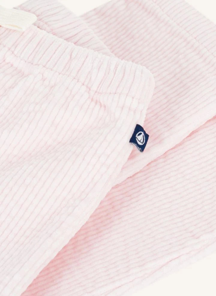 Petit Bateau - Pantalón de bebé de terciopelo de algodón orgánico | Rosa claro