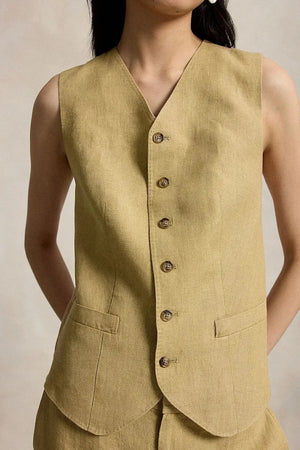 Chaleco de lino de una hilera Polo Ralph Lauren para mujer