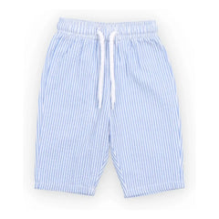 the new society - Pantalón de Bebé Seersucker de Rayas de Almendra | Azul Claro