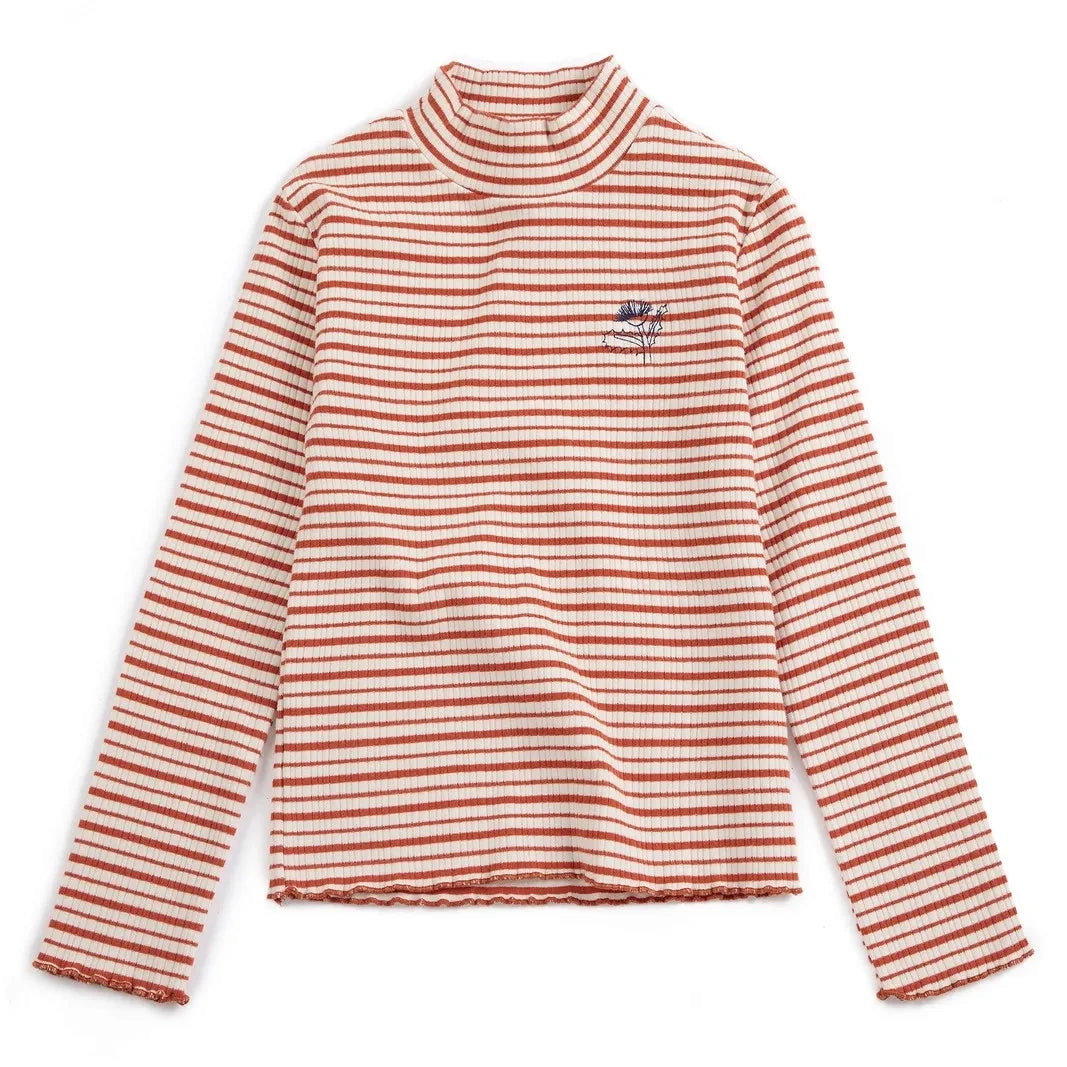Bobo Choses - Parte de arriba con rayas de cuello lateral de algodón orgánico | Rojo