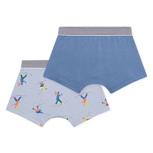 Petit Bateau - Bóxers de esquí de algodón orgánico (paquete de 2) | Azul