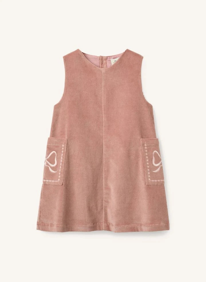 Copenhagen Colors - Vestido bordado de terciopelo canalé de algodón orgánico | Rosa empolvado