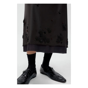 Cordera - Falda de lana con detalle de cinturón y adornos | Marrón oscuro