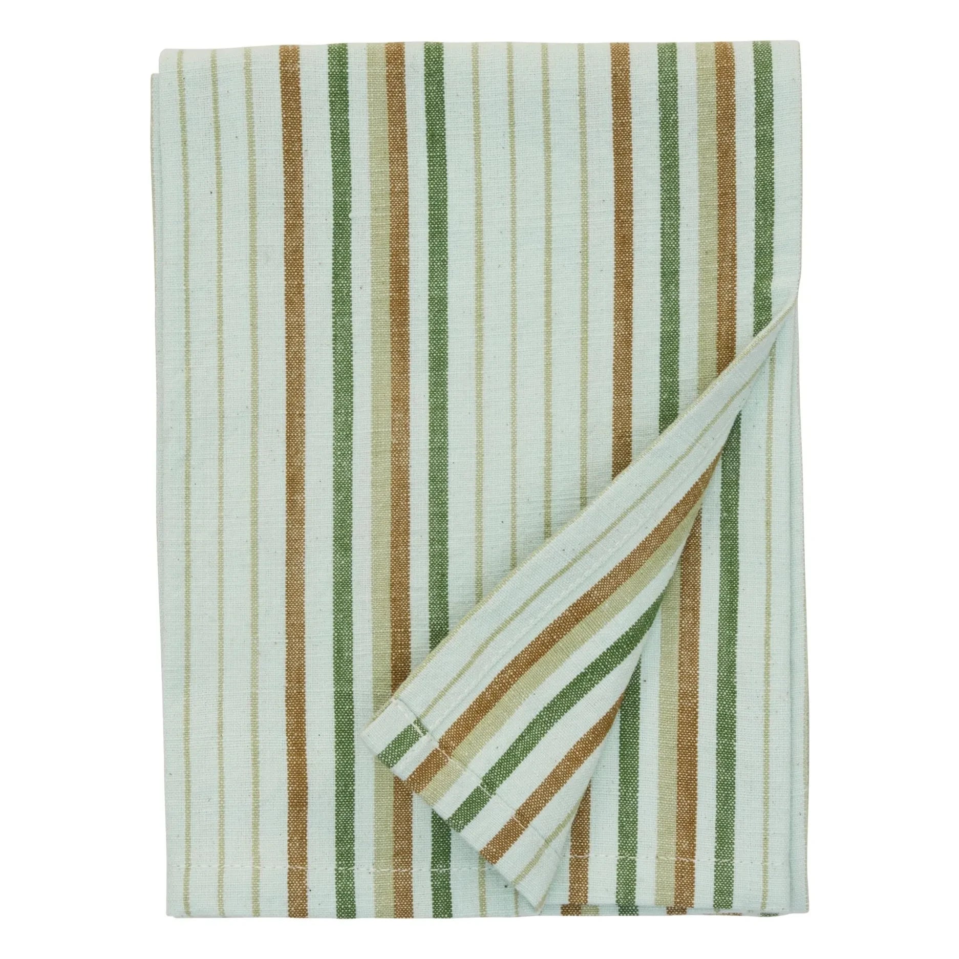 Madam Stoltz - Paño de cocina de rayas finas | Verde