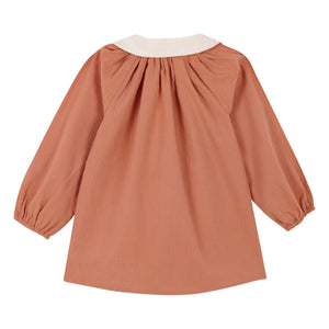 birinit - Blusa con cuello Claudine Dessert de algodón orgánico | Russet