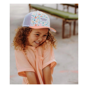 Hello Hossy - Gorra trucker naranja de visera curvada con acuarela