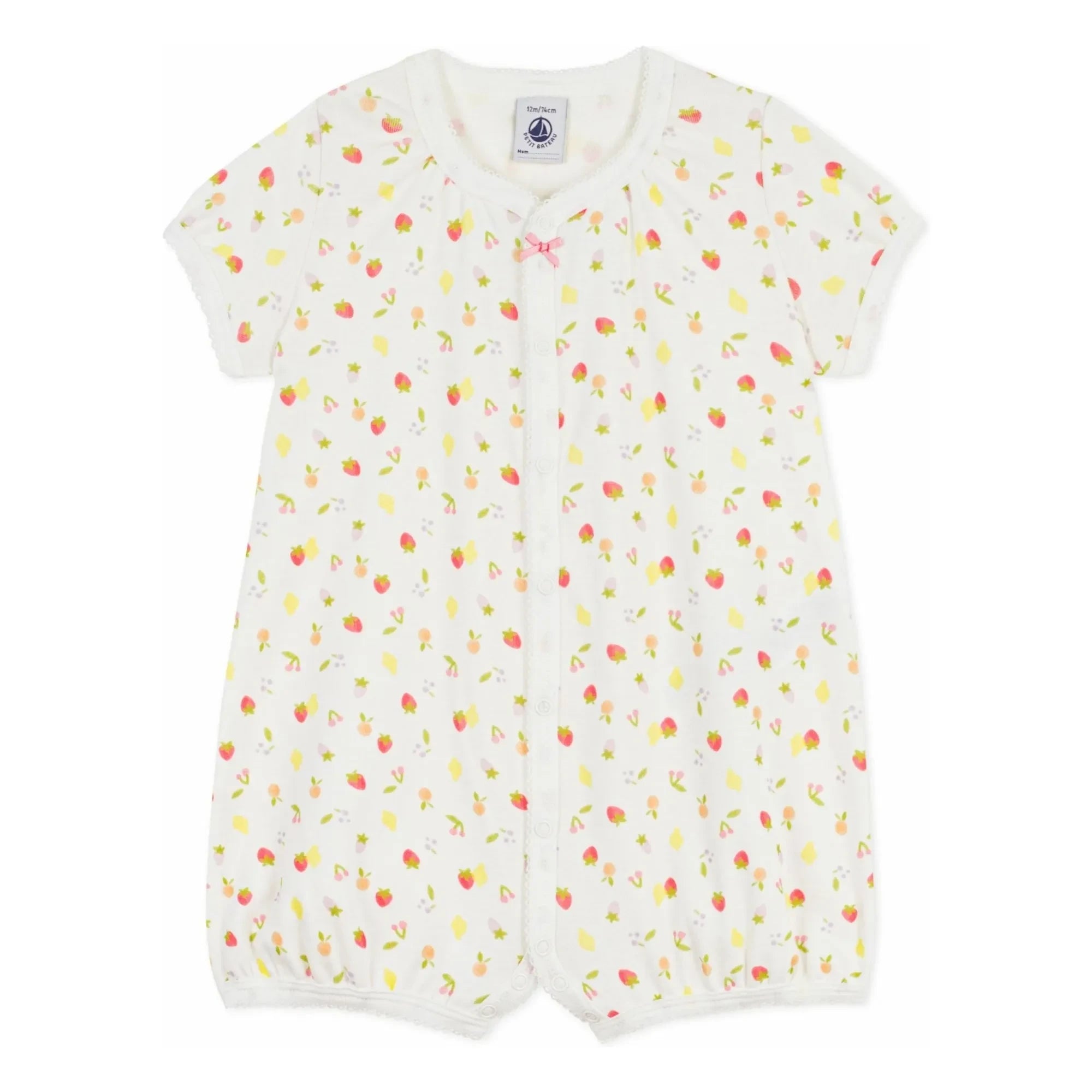 Petit Bateau - Pijama de una pieza con fruta | Crudo