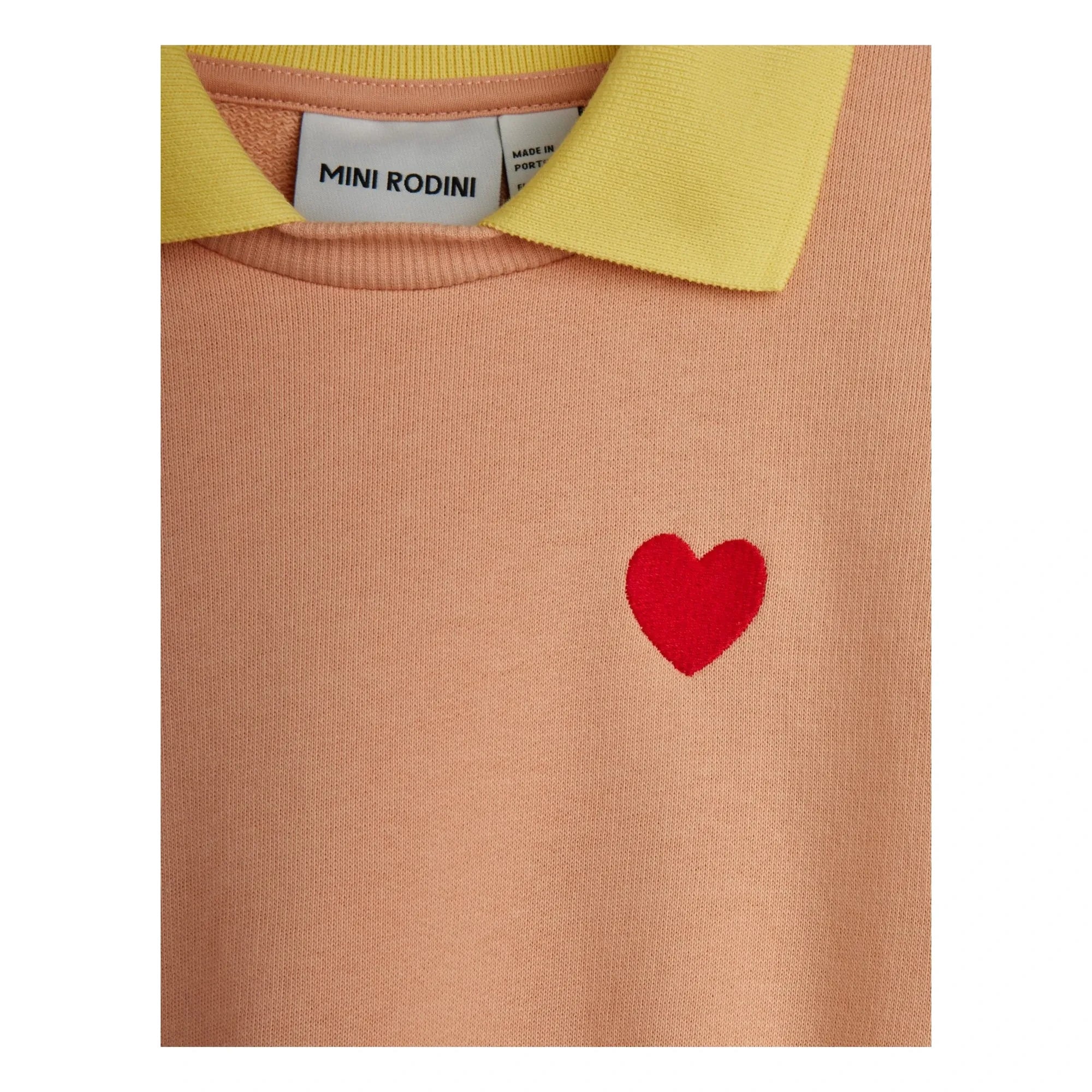 Mini Rodini - Sudadera de cuello corazón de algodón orgánico | Rosa claro