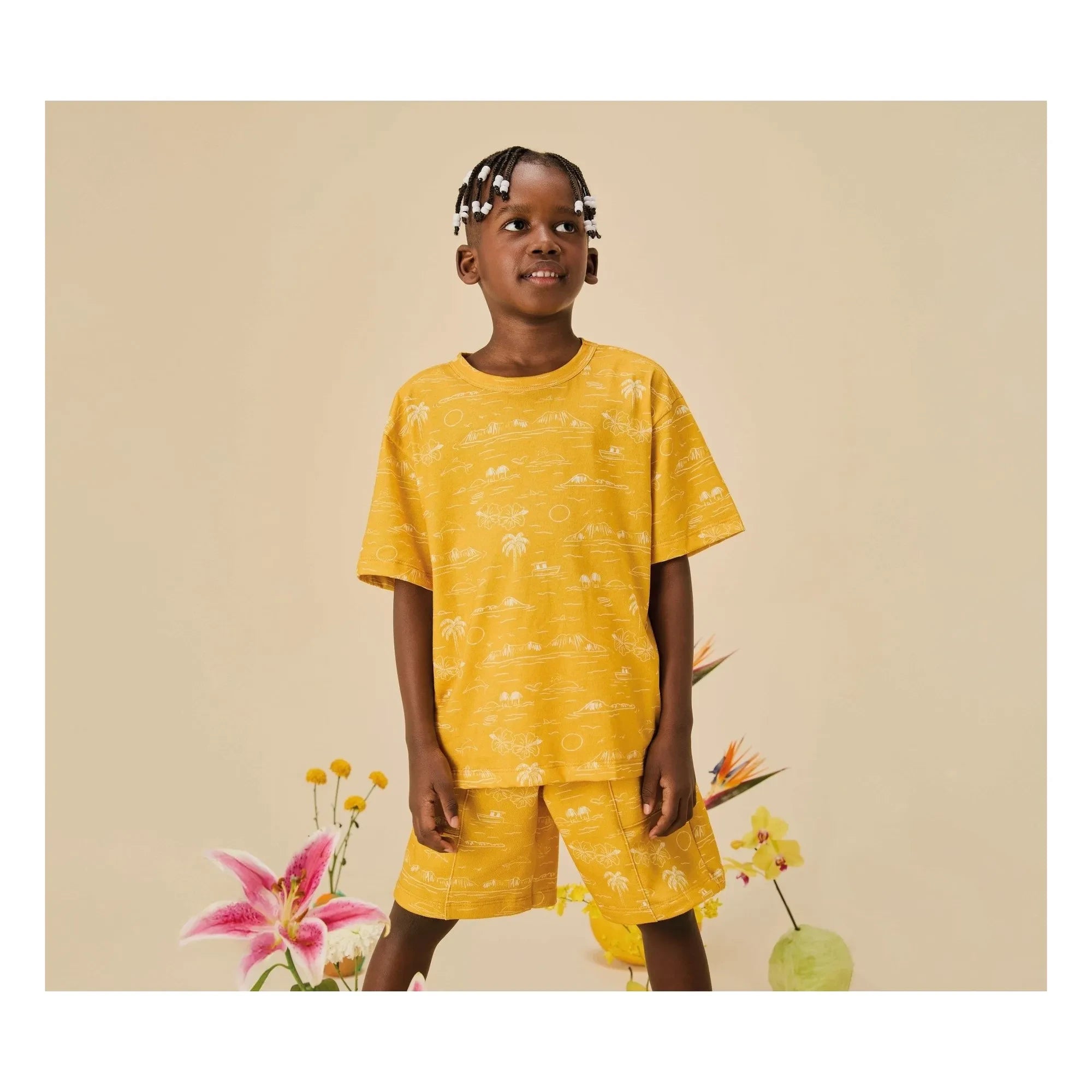 Fabula - Set de camiseta y pantalón corto Palm | Amarillo