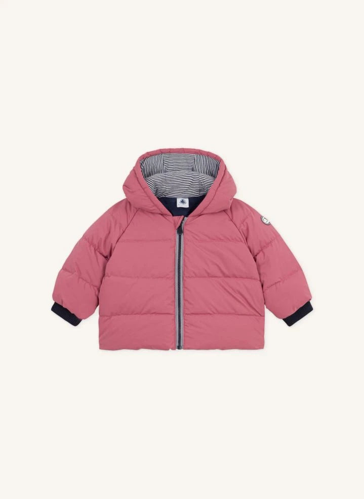 Petit Bateau - Abrigo liso de plumón para bebé | Rosa
