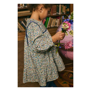Louise Misha - Vestido Isatys Terciopelo Fino Estampado Floral | Azul