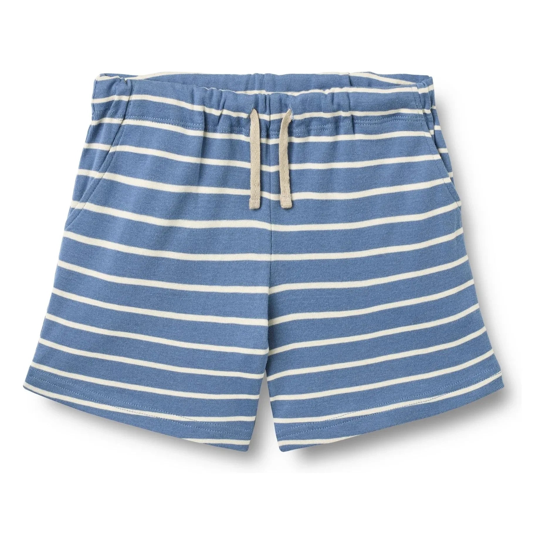 Wheat - Pantalón corto Kalle Jersey de algodón orgánico a rayas | Azul