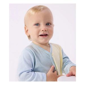 Petit Bateau - Pijama de algodón orgánico Milleraies de rayas con bloques de color | Verde
