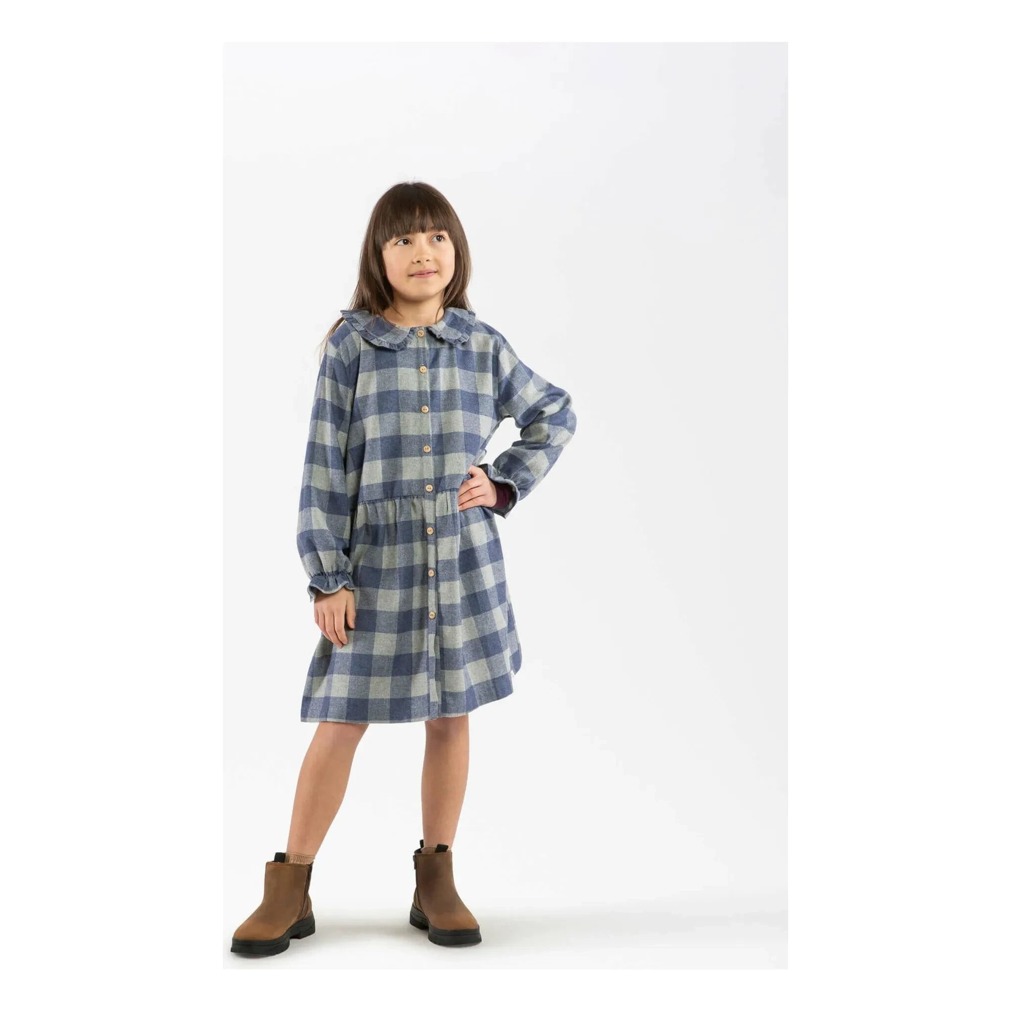 Matona - Vestido de franela Tencel a cuadros | Azul