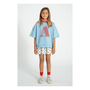 Piupiuchick - Sudadera de manga corta Lettre A Algodón orgánico | Azul claro