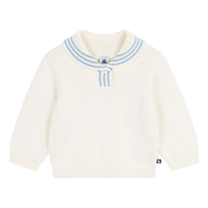 Petit Bateau - Jersey de algodón orgánico con cuello chal | Crudo