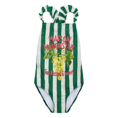 Maison Mangostan - Bañador Rayas Uva Pasa | Verde
