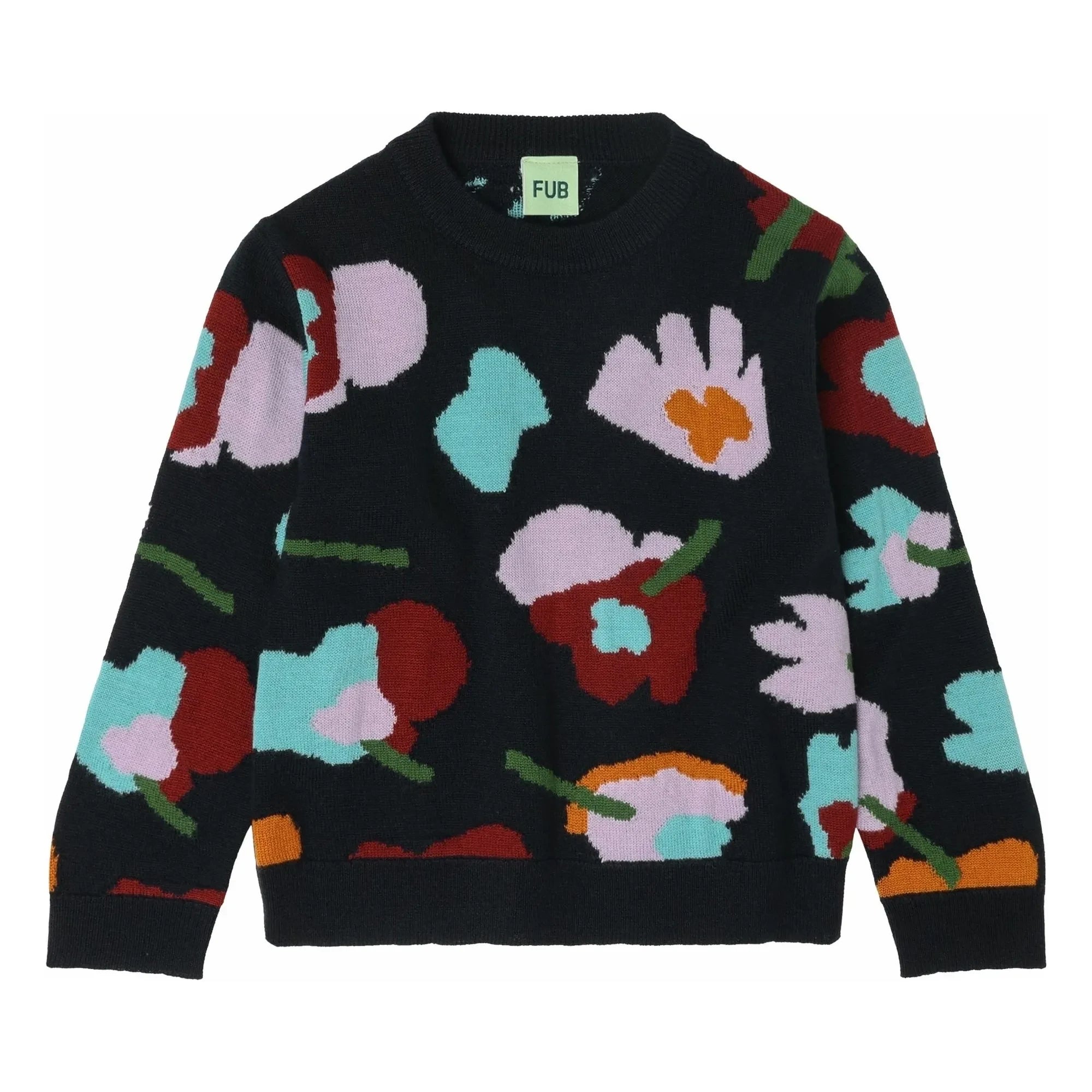 FUB - Jersey de lana merino jacquard | Azul marino