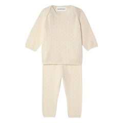 Conjunto de camiseta y pantalón de cachemira Pointelle Bompard | Crema