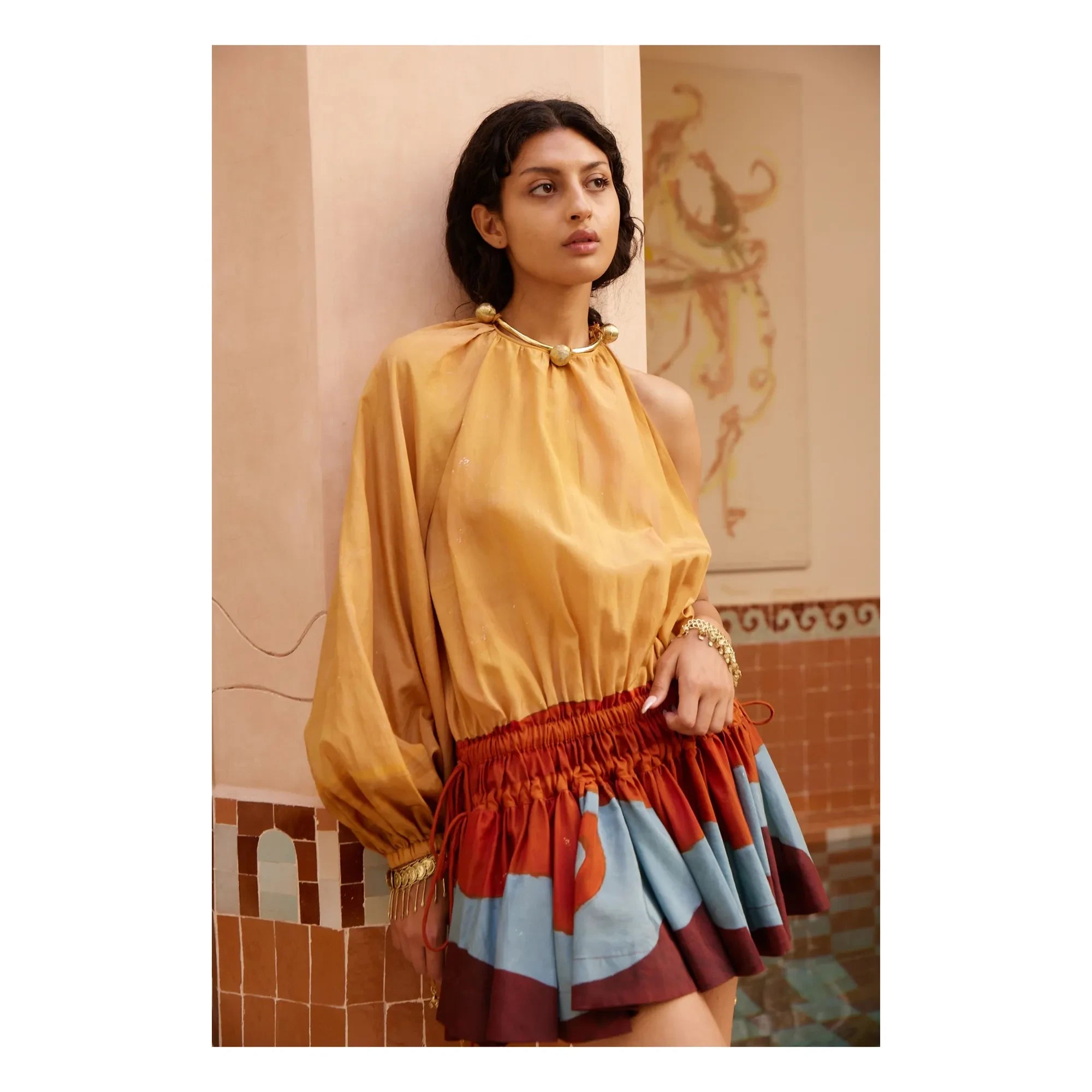 Alémais - Vestido de seda del desierto | Mostaza