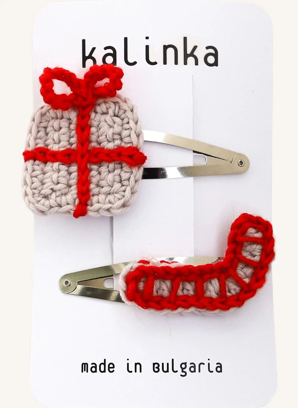 Kalinka - Set de 2 Adornos Navideños de Lana Merino | Rojo