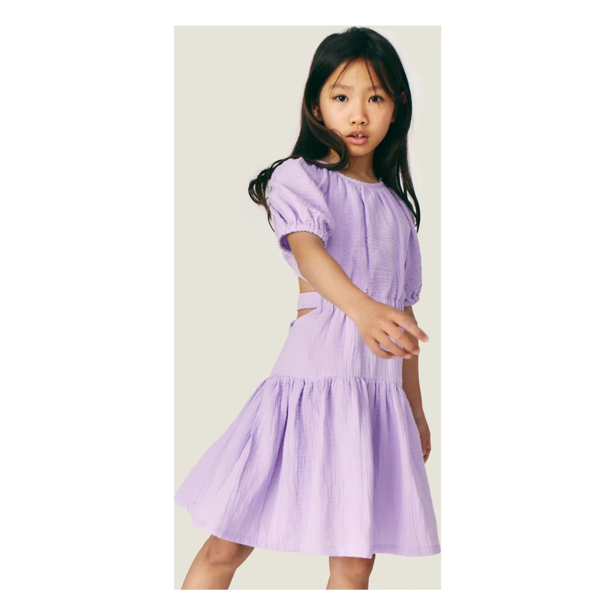 Mipounet - Vestido de Gasa de Algodón Orgánico Lila Marine