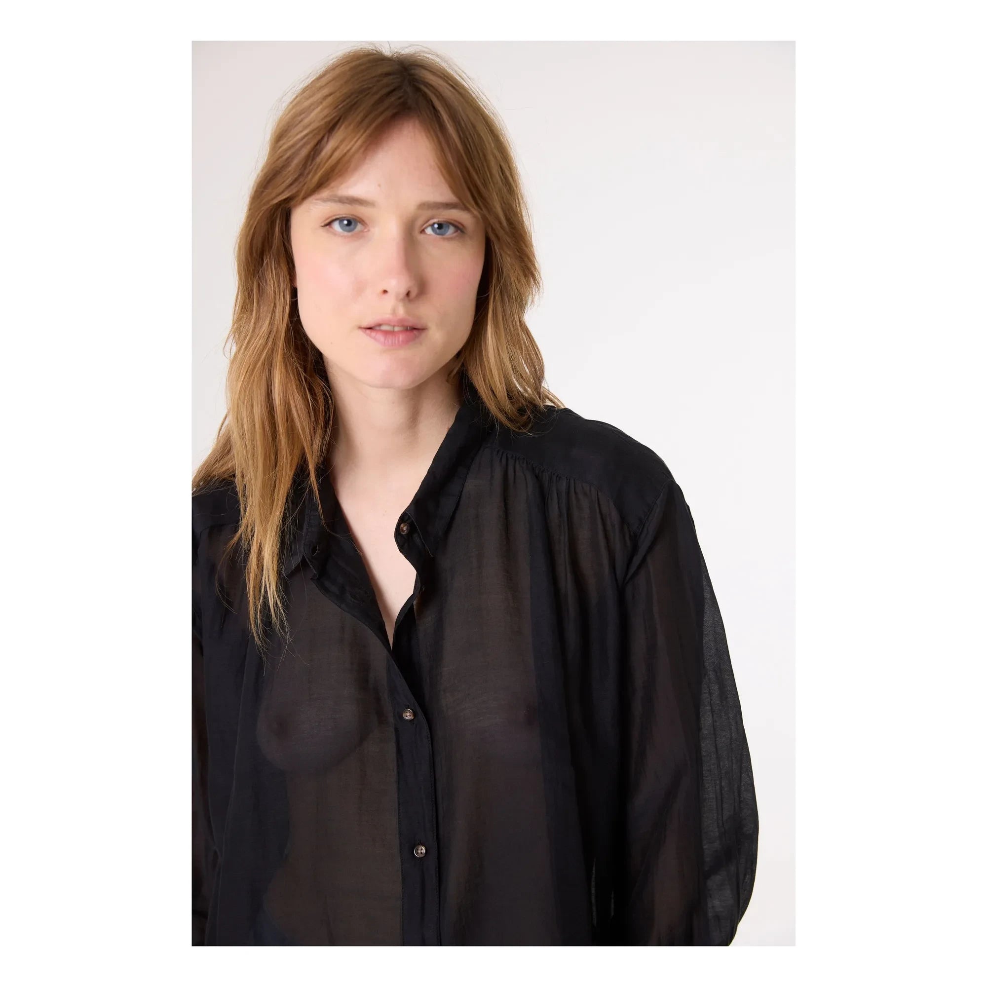 Sacrécoeur - Camisa de algodón orgánico y seda Ali | Negro