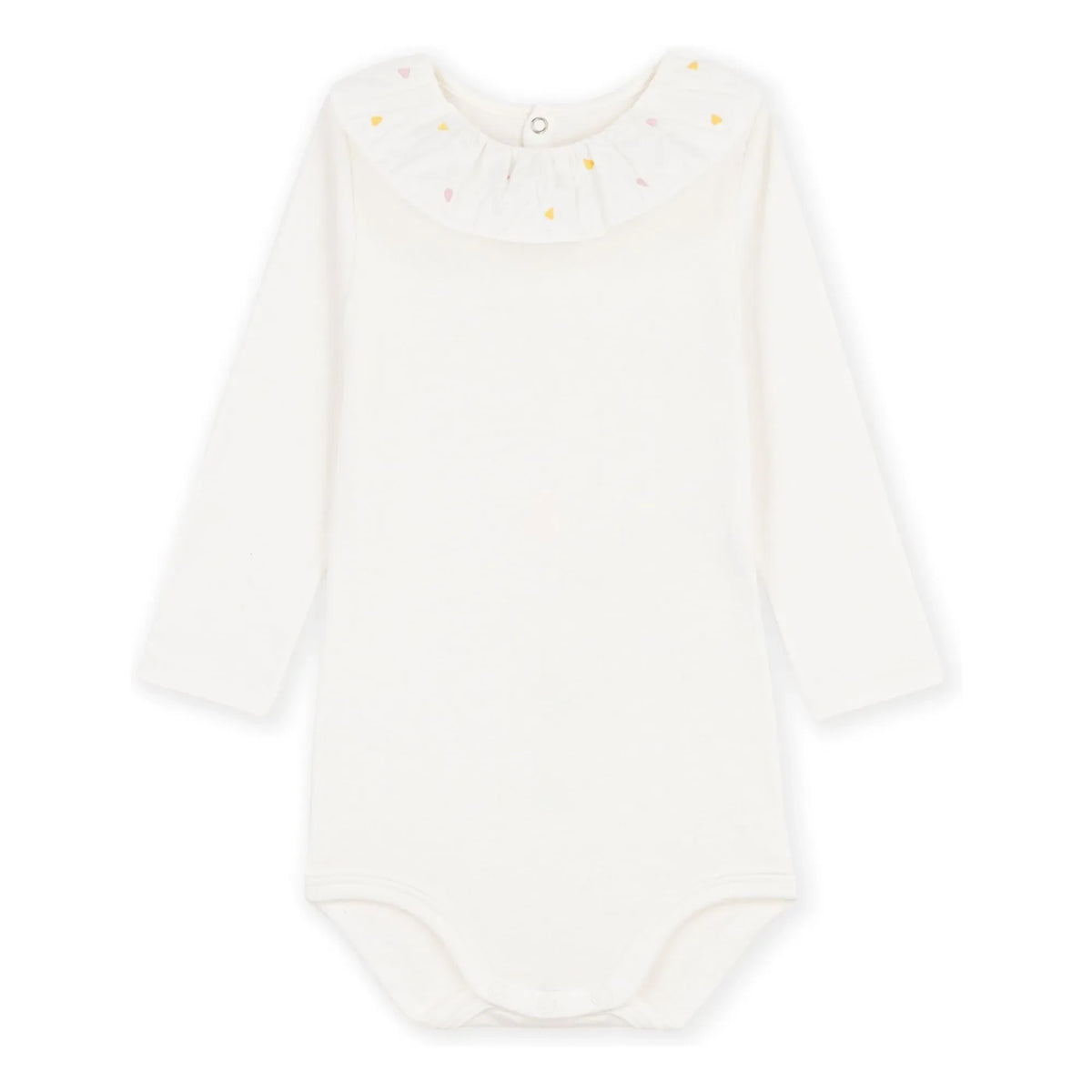Petit Bateau - Body de cuello bordado de algodón orgánico | Blanco