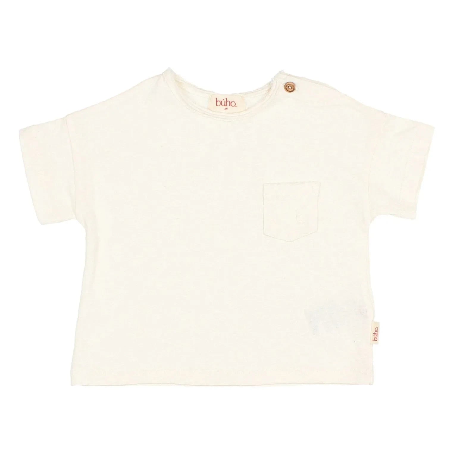 Búho - Camiseta de lino con bolsillo | Blanco