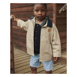 Copenhagen Colors - Chaqueta de cuello de algodón orgánico con textura de terciopelo | Beige