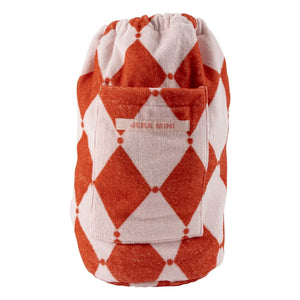 Jera Mini - Rosa | Mochila con bolsillo de tela de toalla con rombos