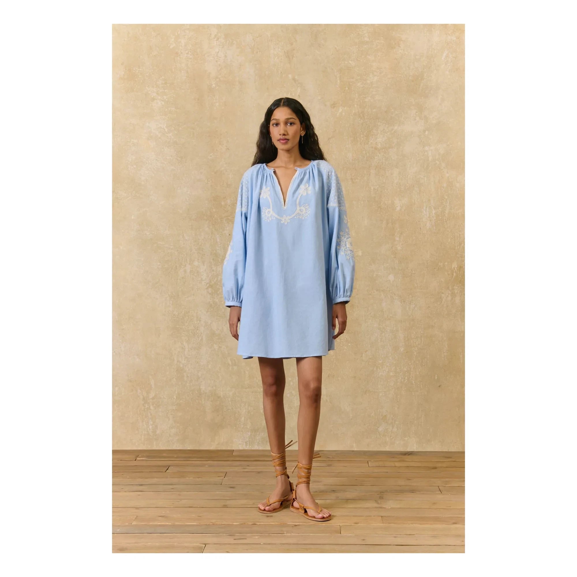 Louise Misha - Vestido de algodón orgánico Janice | Azul