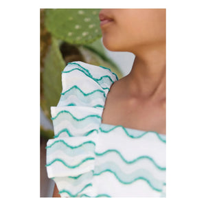 Tartine et Chocolat - Vestido con estampado de olas | Verde