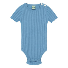 FUB - Body de canalé de algodón orgánico de punto fino | Azul azur