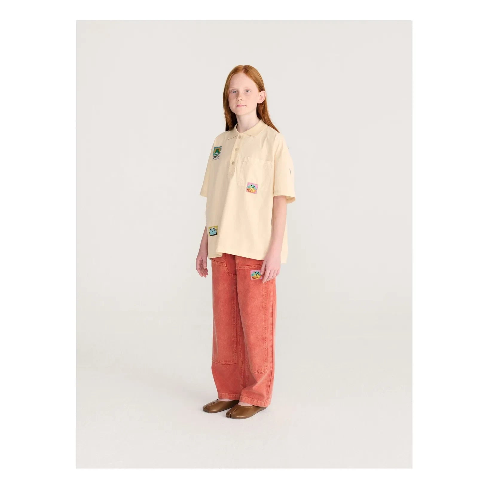 Bobo Choses - Pantalones de sarga de algodón orgánico con paneles | Rojo