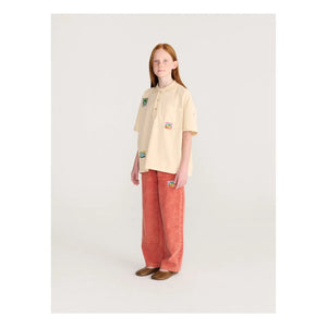 Bobo Choses - Organik Pamuk Twill Panel Pantolon | Kırmızı