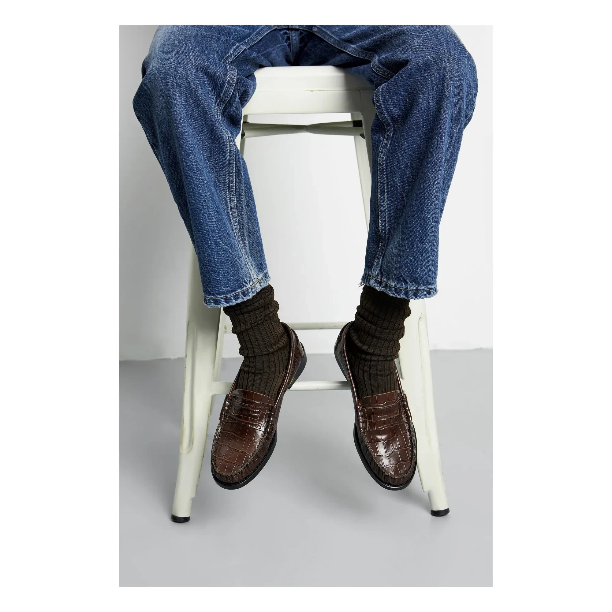 Augusta - Zapatos Loafer Estampado Cocodrilo | Chocolate
